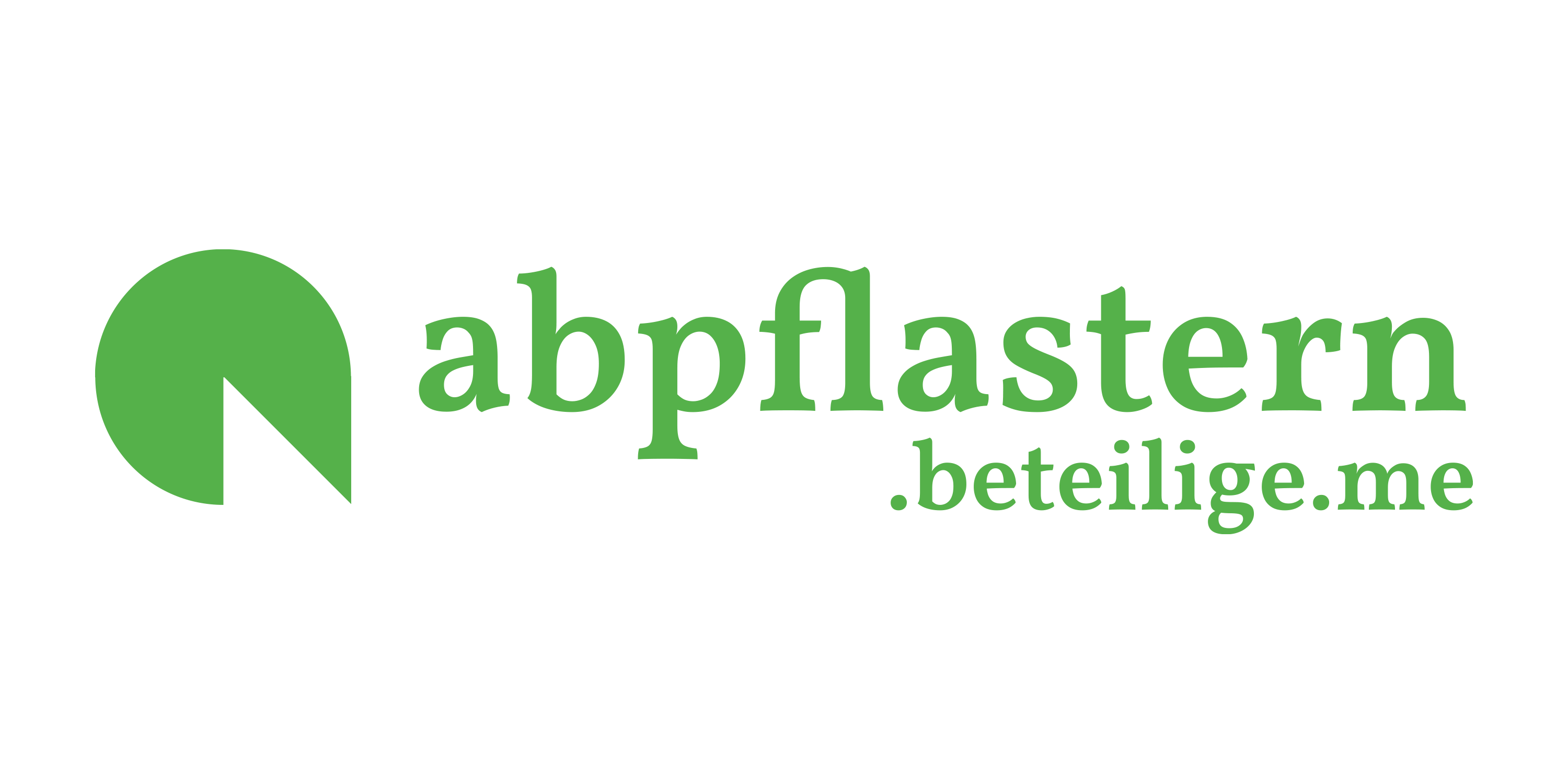 Das Logo der Abpflastern Kampagne zeigt den stilistischen Buchstaben a von abpflastern sowie ausgeschrieben die gesamte URL