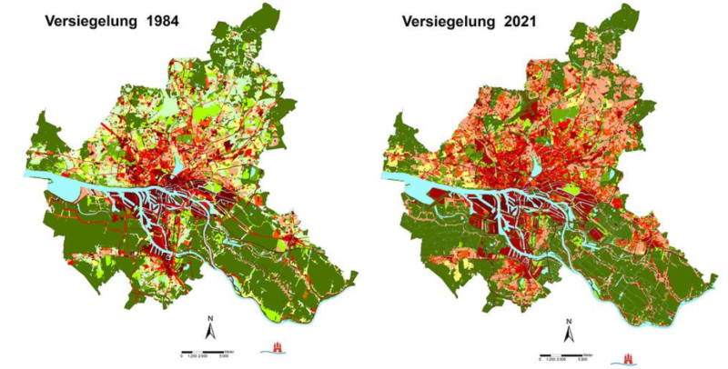 Vergleich Versiegelung 1984 - 2021